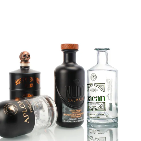 Wholesale Custom Bottle with Set Lid Tequila Whiskey Brandy Gin Bottle 750ml Glass Liquor Bottles 