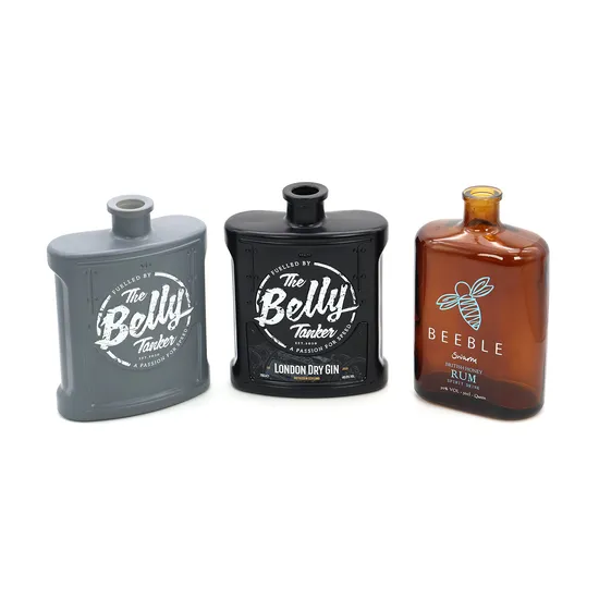 375ml 500ml 700ml 750ml Custom Printing Empty Frosted Glass Vodka Whisky Tequila Brandy Bottle 