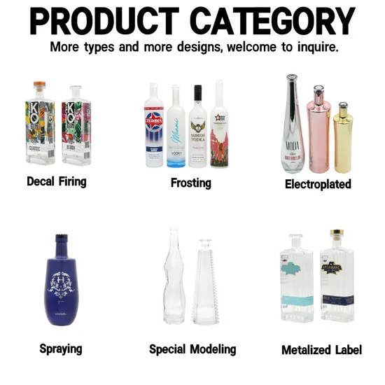 50ml 750ml 1000ml Luxury Glass Vodka Whisky Tequila Brandy Spirit Liquor Bottle with Quality 
