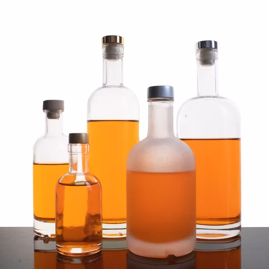 Wholesale 700ml 750ml 500ml Clear Round Empty Rum Whisky Spirit Gin Vodka Glass Liquor Bottle with Cork Cap