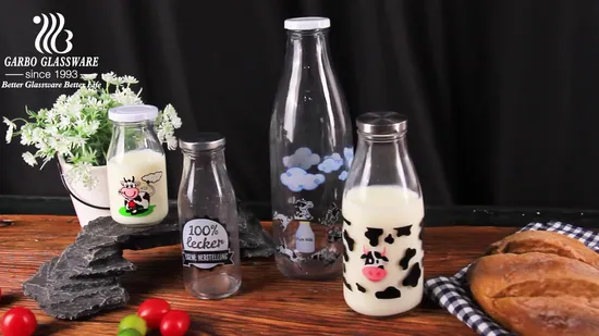 Wholesale Milk Glass Bottle 500ml 300ml 550ml Clear Round Empty Rum Spirit Gin Vodka Glassware Liquor Wine Water Bottle with Glass Tumbler Lid 