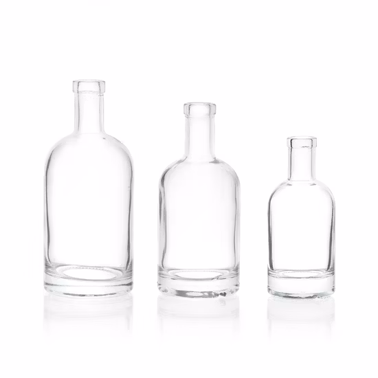 Customized Round Square Flat High Flint Crystal 50cl 70cl 75cl 1L 1.75L Alcohol Spirits Beverage Liquor Glass Drinking Bottle